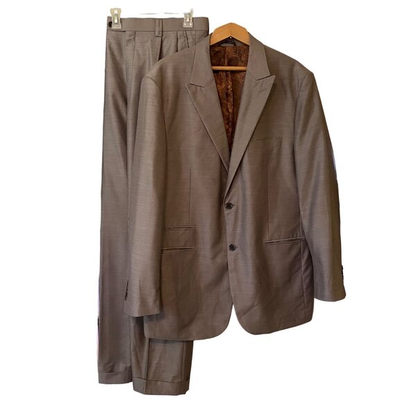 Men's Steve Harvey Collection Tan 2 Piece Suit Set Size 36